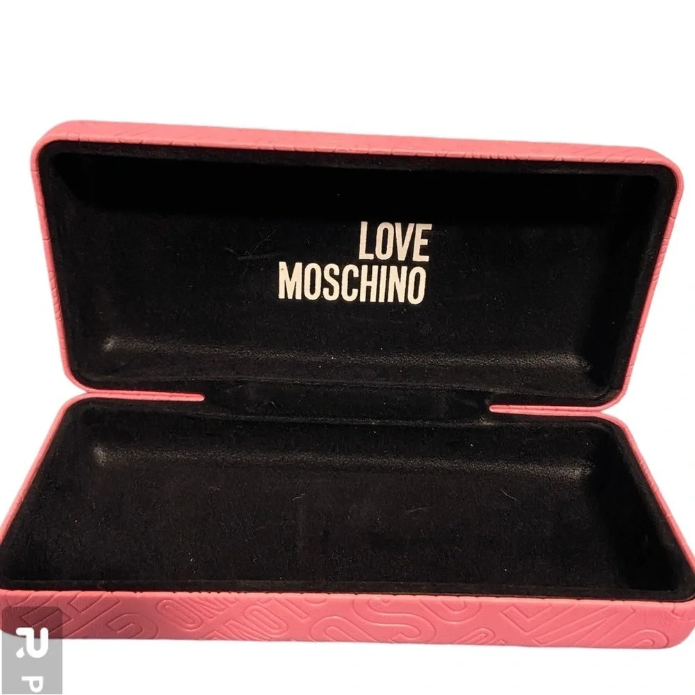 Love Moschino pink glasses case like new , black lining with white logo